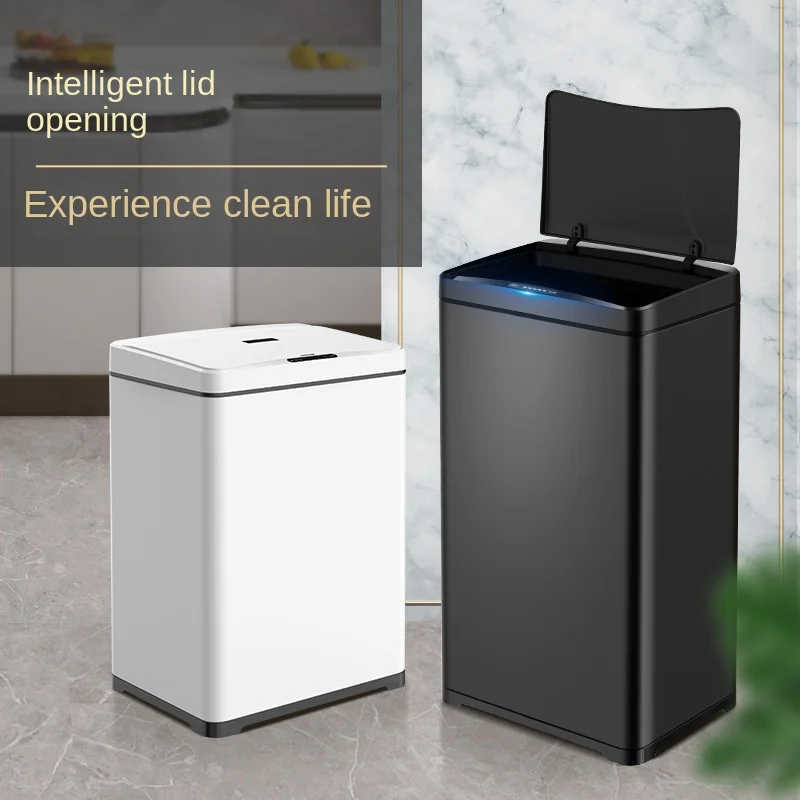 30L Induction Smart Trash Can Creative Open Top Iron Bucket for Household Kitchen Large Commercial Use Wholesale Manufacturers