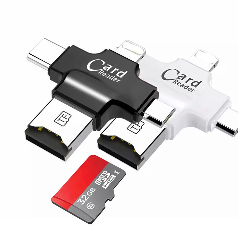  4 в 1 крестообразное очертание Type-C Micro USB адаптер OTG кард-ридер для смартфонов ноутбуков и настольных