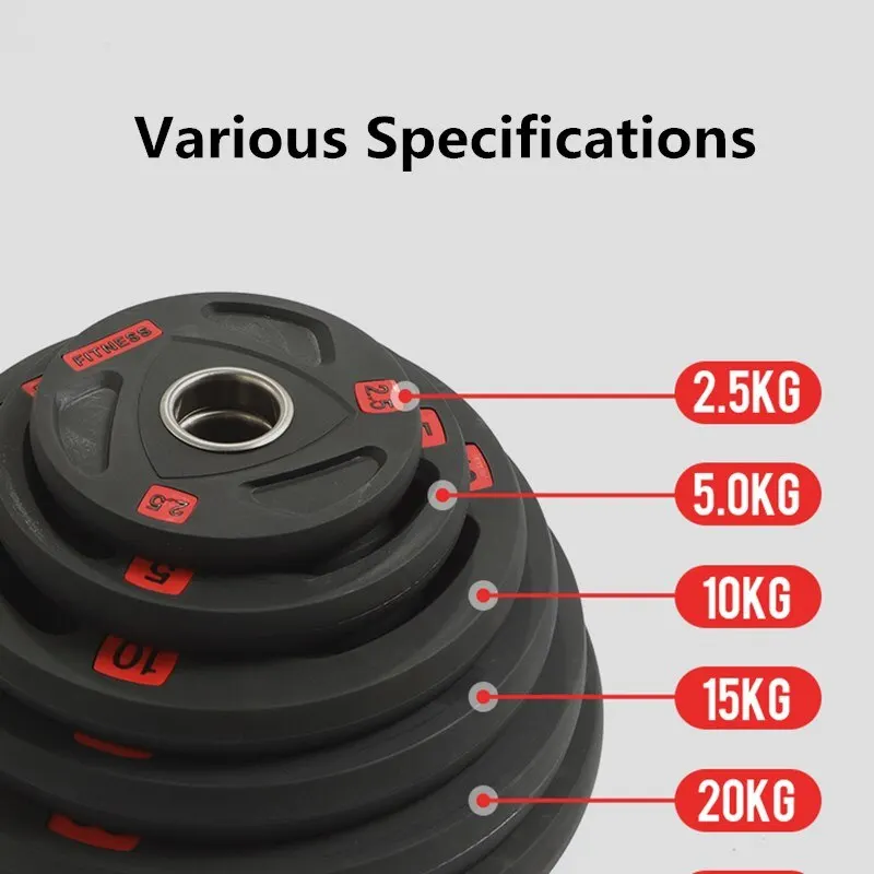 2.5-20kg Gym Fitness Rubber-covered Barbell Disc Plates Apply to 50mm Diameter Pole Lift Training Equipment Weight Exercise