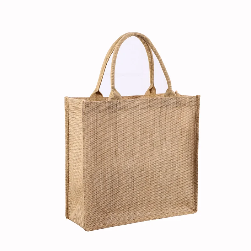  China Eco Products Custom Logo Portable Open Top Jute Shopping Bag