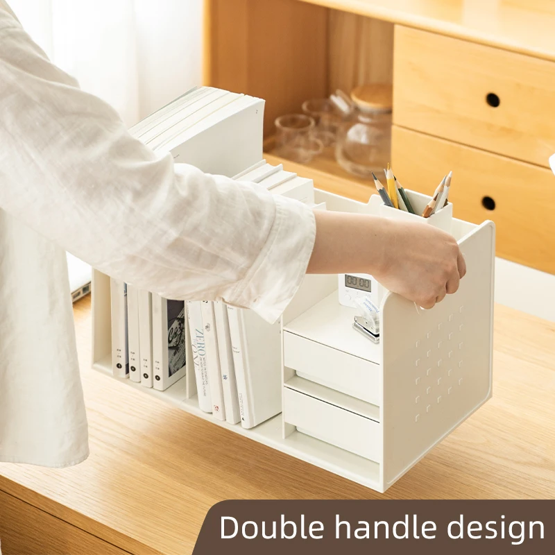Student bookshelf storage Storage box Bookshelf desktop with drawer bookshelf storage rack