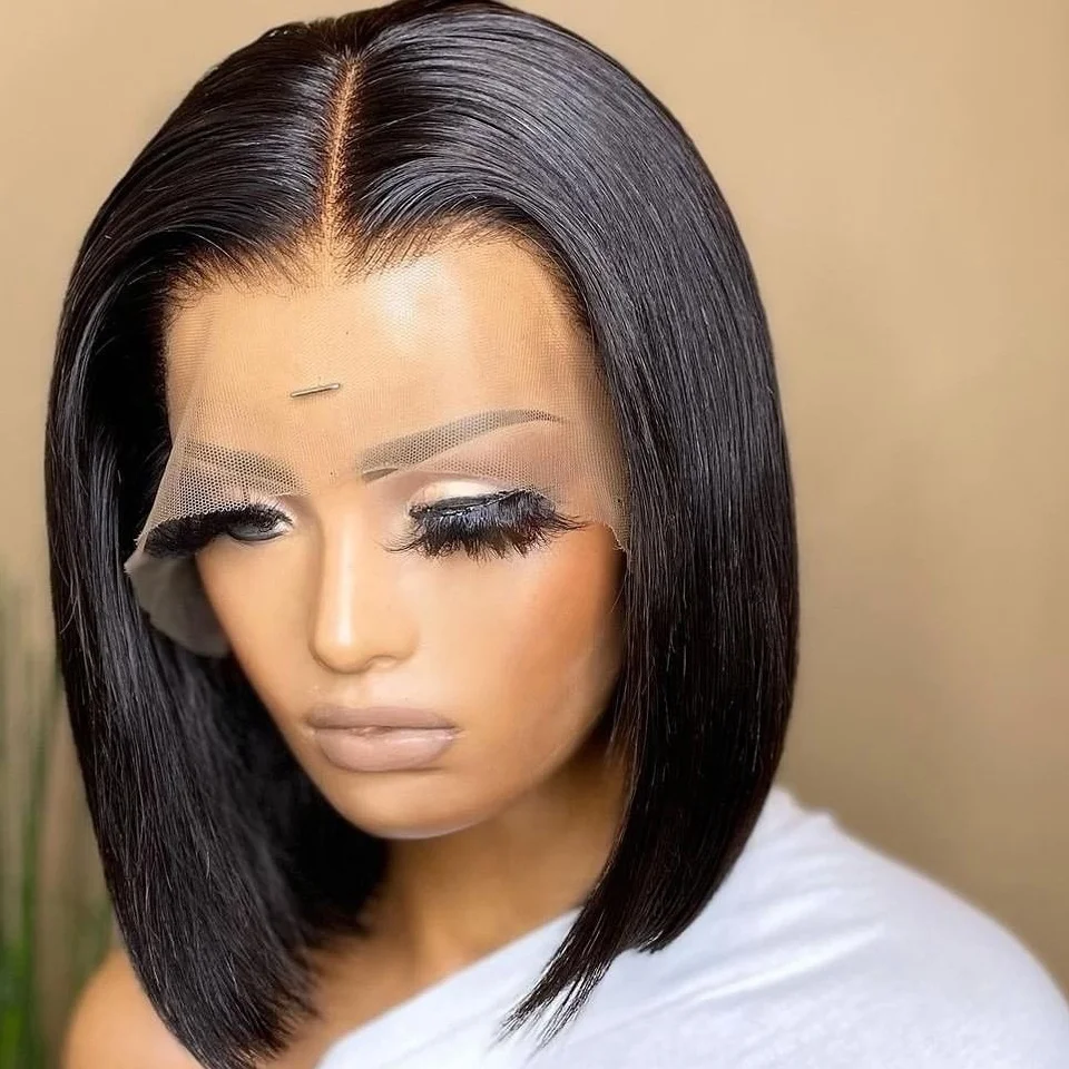 Парики боб 8-14 дюймов, шелковистые необработанные короткие человеческие волосы, парик Боб, Бразильская кутикула, выровненные HD кружевные фронтальные волосы боб, парики из человеческих волос
