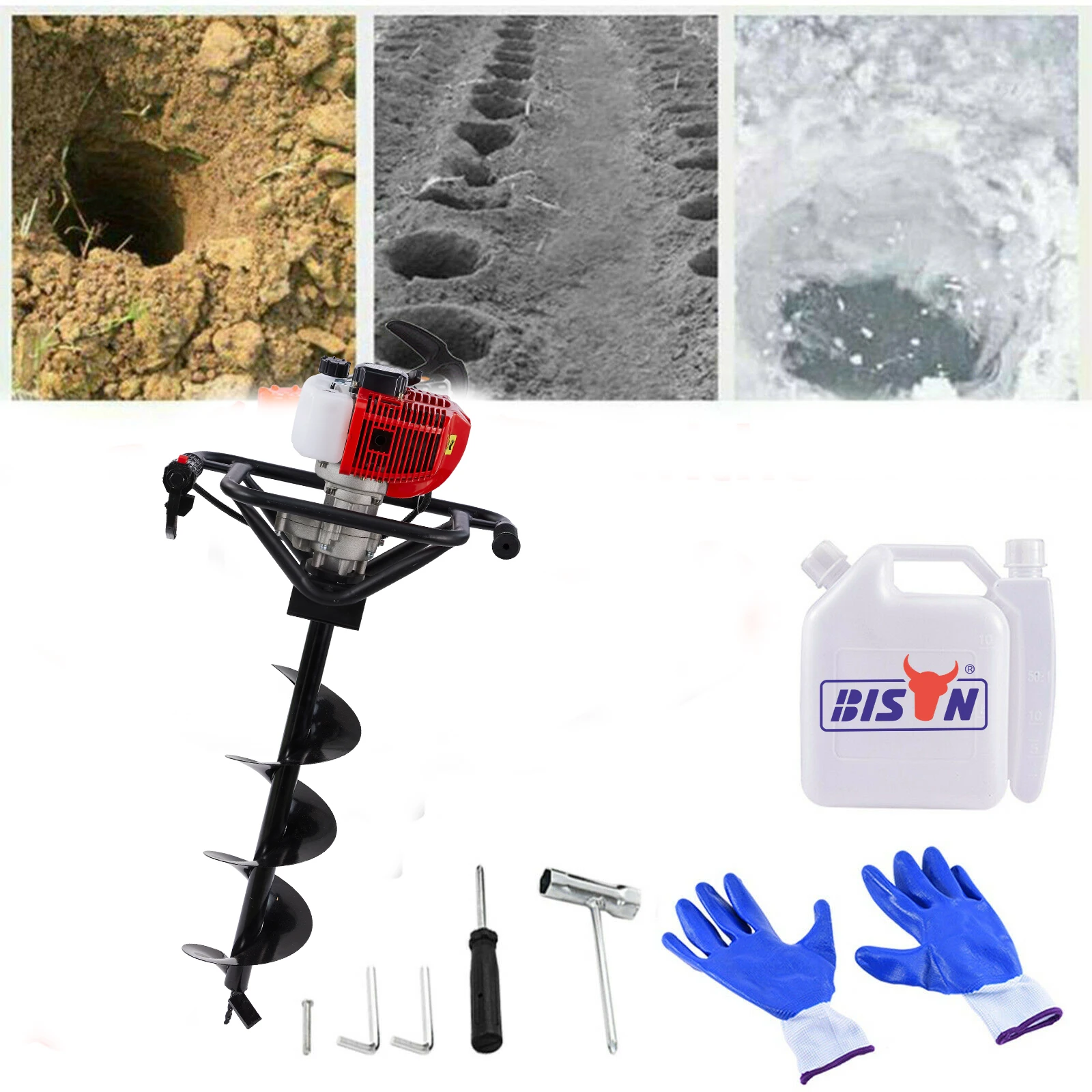 Discount 3meter deep drill auger 2 stroke 1e48f engine type gasoline power 63cc 62cc power earth auger machinere