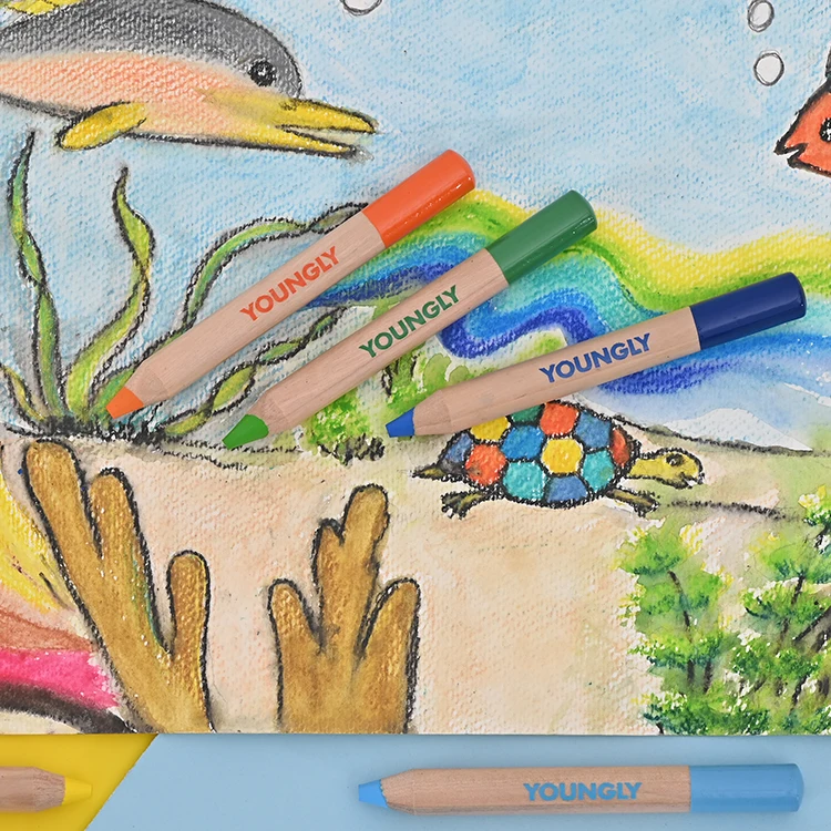 Ins Hot Product School Supplies Coloring Non-Toxic 6 Colors Crayons With Sharpener