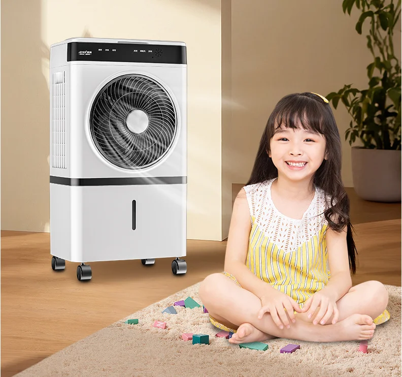 Wholesale Double Layer 14L Evaporative  Mobile Mechanical Floor Water  Air Cooling Fan Air Cooler For household