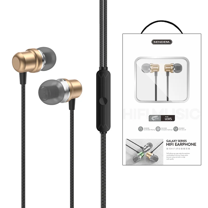 
Factory Wholesale Price Excellent Quality Metal Hifi Bass Headphone Wired Earphones Headphones For Mobile 
