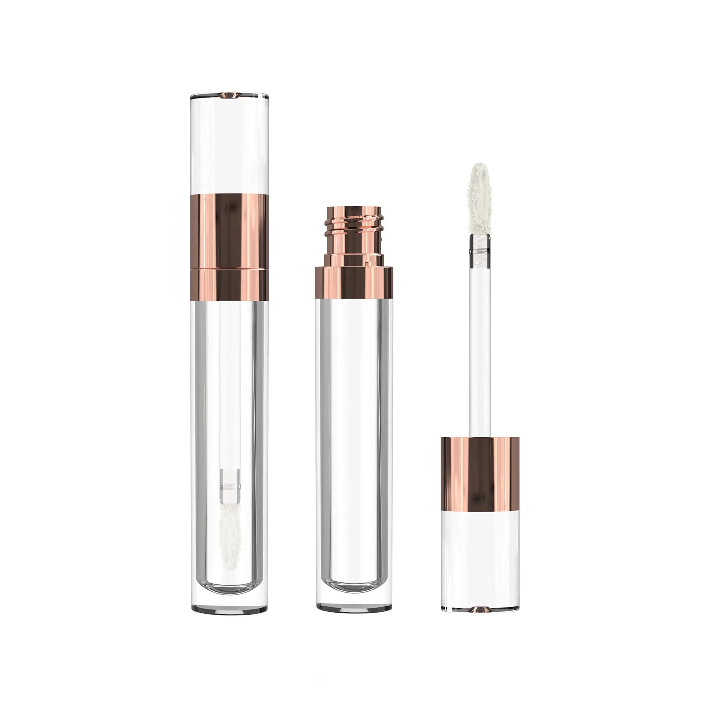 Clear transparent gold crystal lip gloss container empty custom liquid lipstick tubes packaging