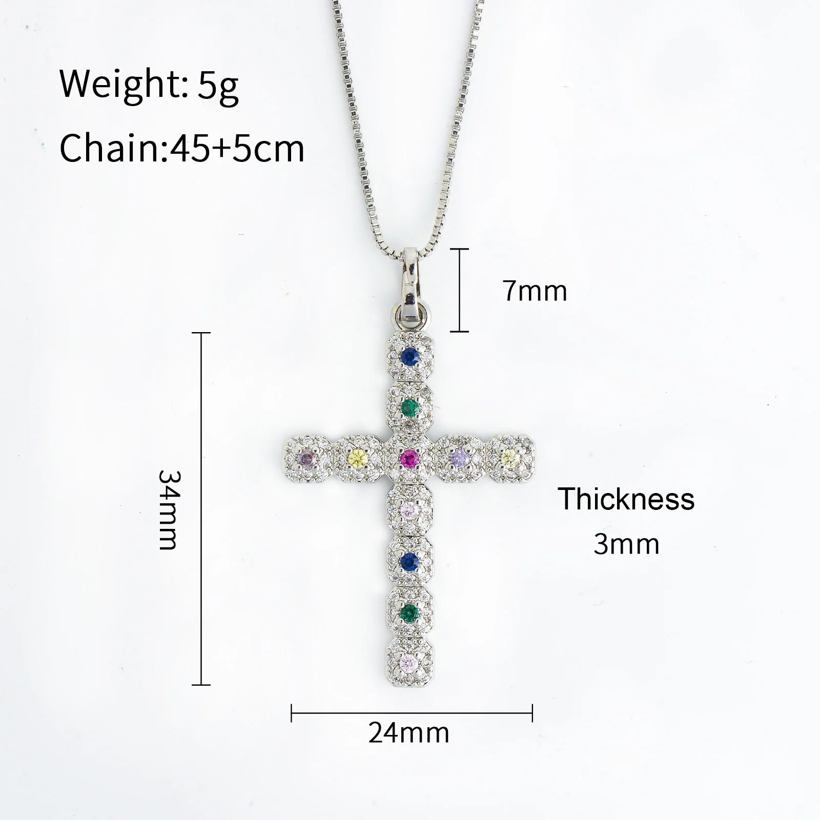 Female Titanium Clavicle Cross Necklace with Zircon Pendant Jewelry Classic Style for Gift