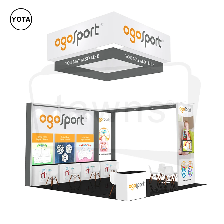 Tawns Trade Show Booth Display Custom Printed Double Sides Tension Frameless Fabric Light Box Backdrop Stand