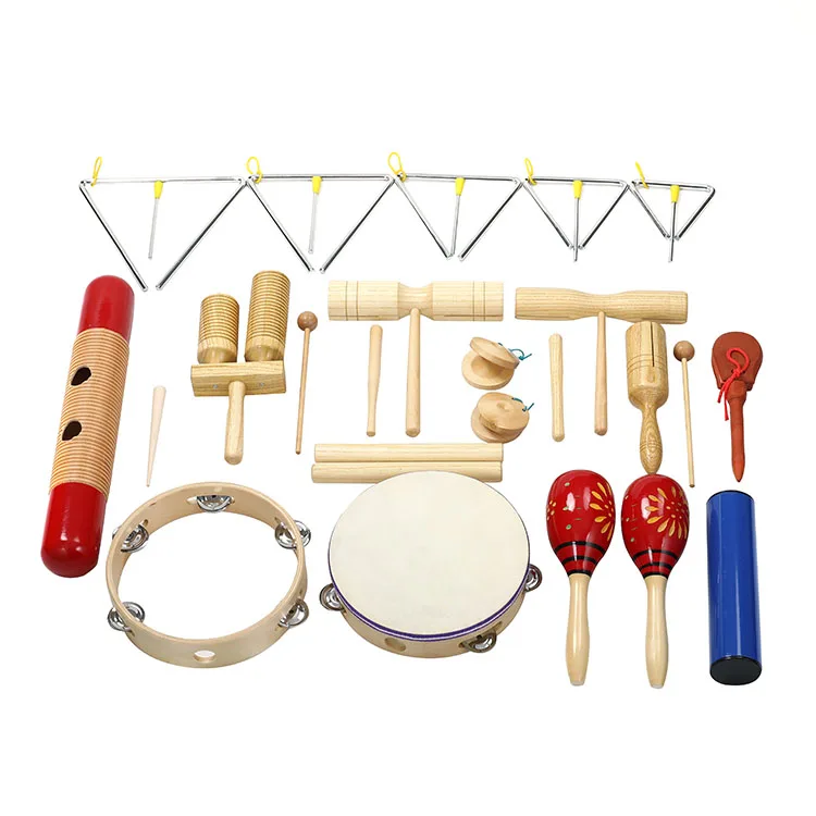 Educational Wooden Percussion Kids Instruments 17 pcs Musical Toy Set for Kids