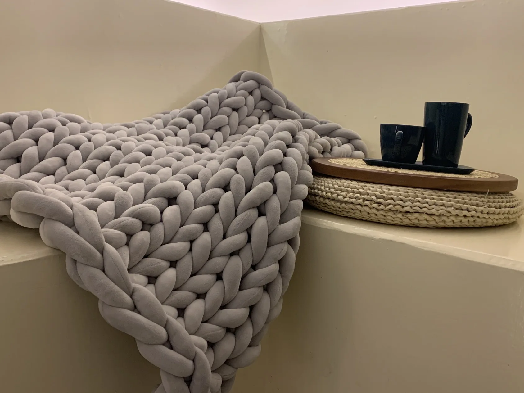 Handmade Chunky Knitted Weighted Blanket Velvet Knit Throw for Sleep Soft Crazy