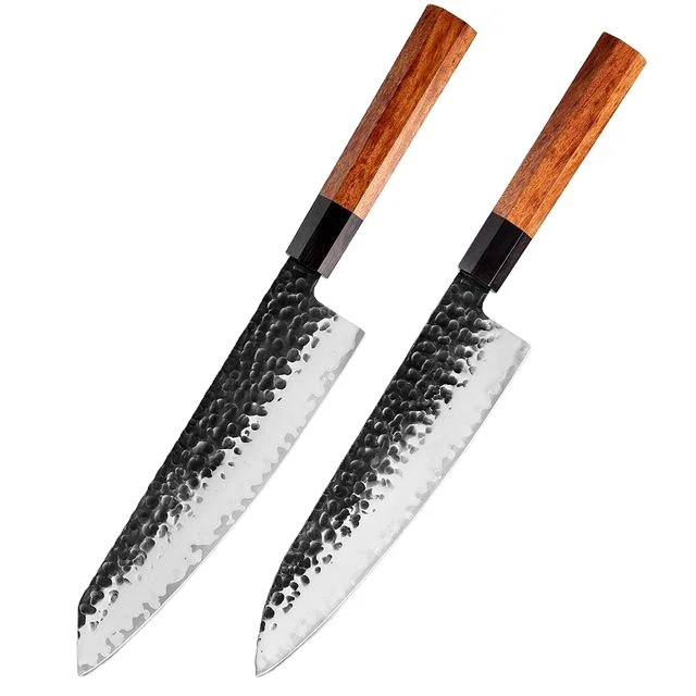 Лидер продаж, кованые ножи из высокоуглеродистой стали в японском стиле, нож Santoku Kiritsuke 8,5 дюймов с ручкой из черного дерева