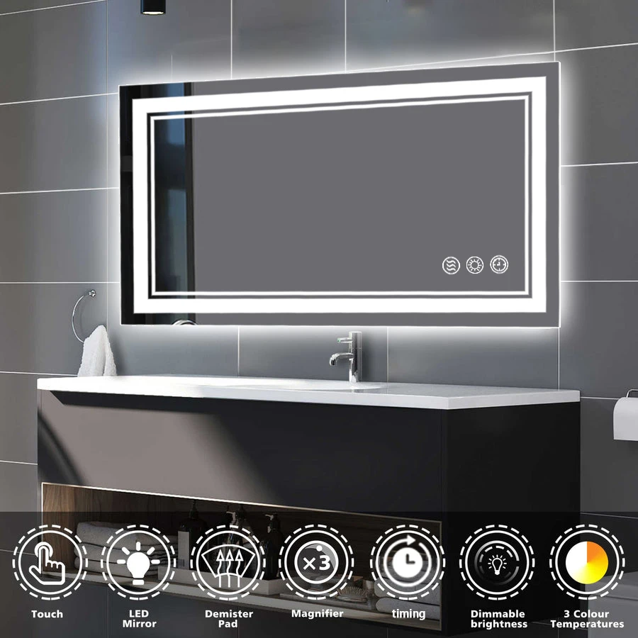 Makeup Vanity Wall LED Bathroom Mirrors with Illuminated Light Anti-Fog shower room living room mirror