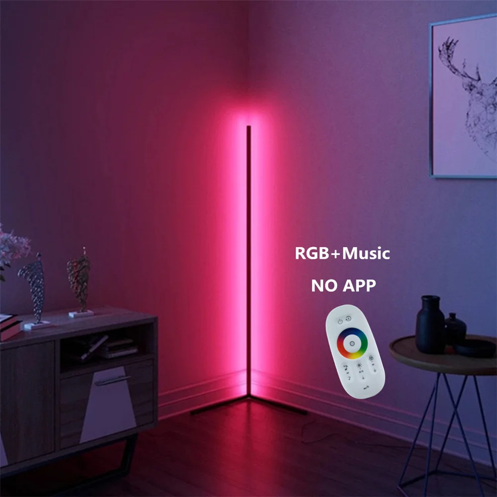 
minimal RGB led corner floor lamp Modern bedroom nodic remote music control vertical color changing 