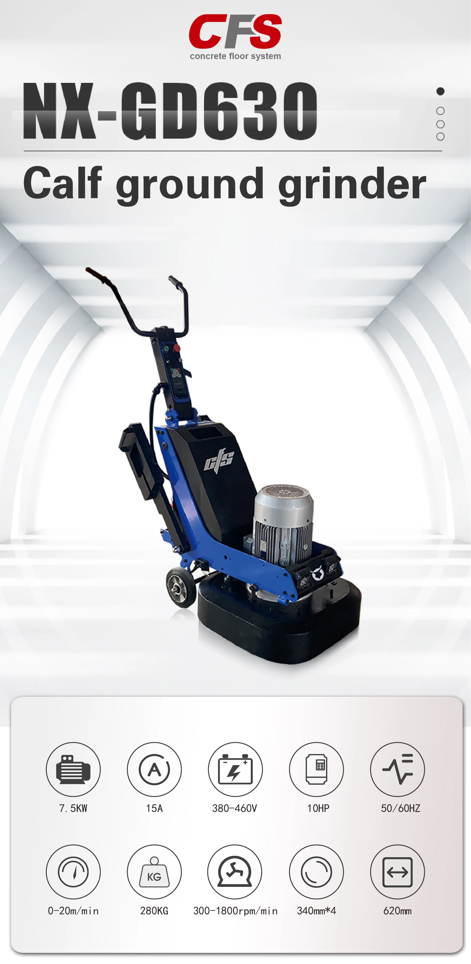 New Design Industrial NX-GD630 electric concrete floor grinding machine 220V/380V   630mm