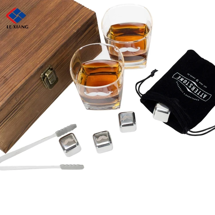
2021 new product 6 Pcs Flower Petal Shaped Stainless Steel Ice Cooling Cubes Whiskey Beverage Chilling Rock Stones Gift Set 