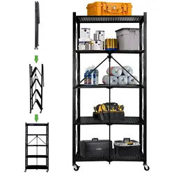 6-Tier Black Geometric Storage Bookshelf, Freestanding Decorative Metal Storage Shelves for Living Room, Bedroom and Study Room