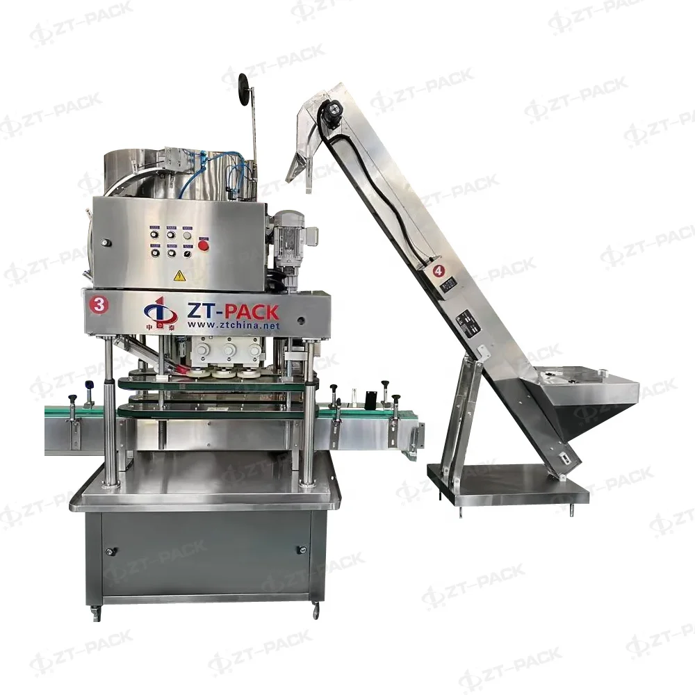 Automatic bottle/pickles continuous screw twist off capping machine with conveyer belt after filling for detergent soap etc