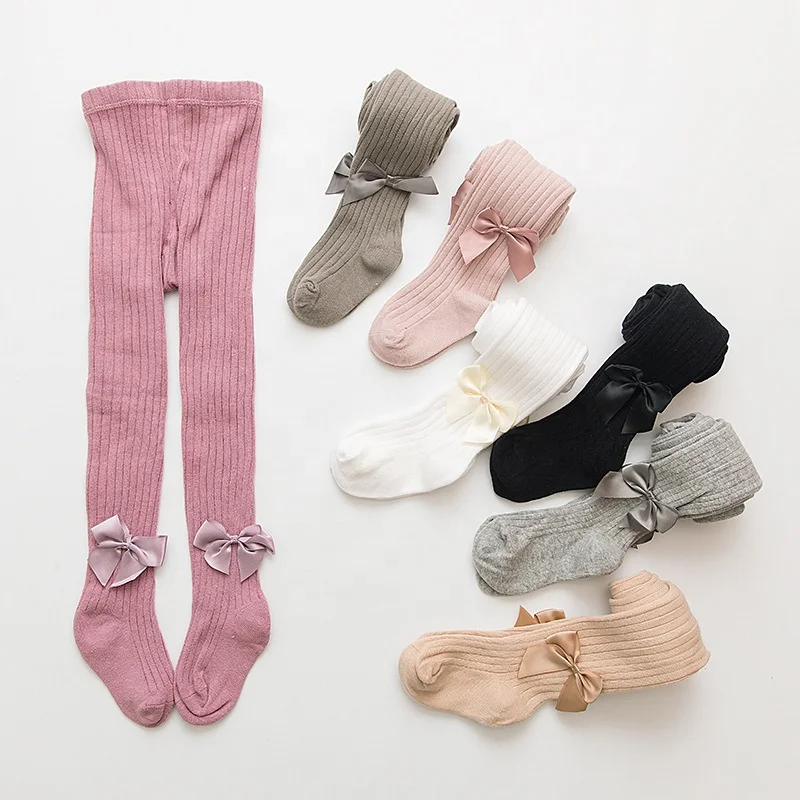 Baby Socks Kids Pantyhose Rib Stripe Big Bow Socks Young Kids Stockings Kids Cotton Socks Young Girls Body Stocking