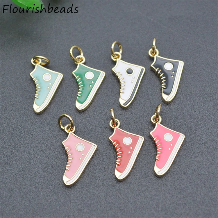 Unique Design Nickel Free Anti Fading Gold Plated Colorful Enamel Cute Shoes Charms Pendants for DIY Jewelry Making