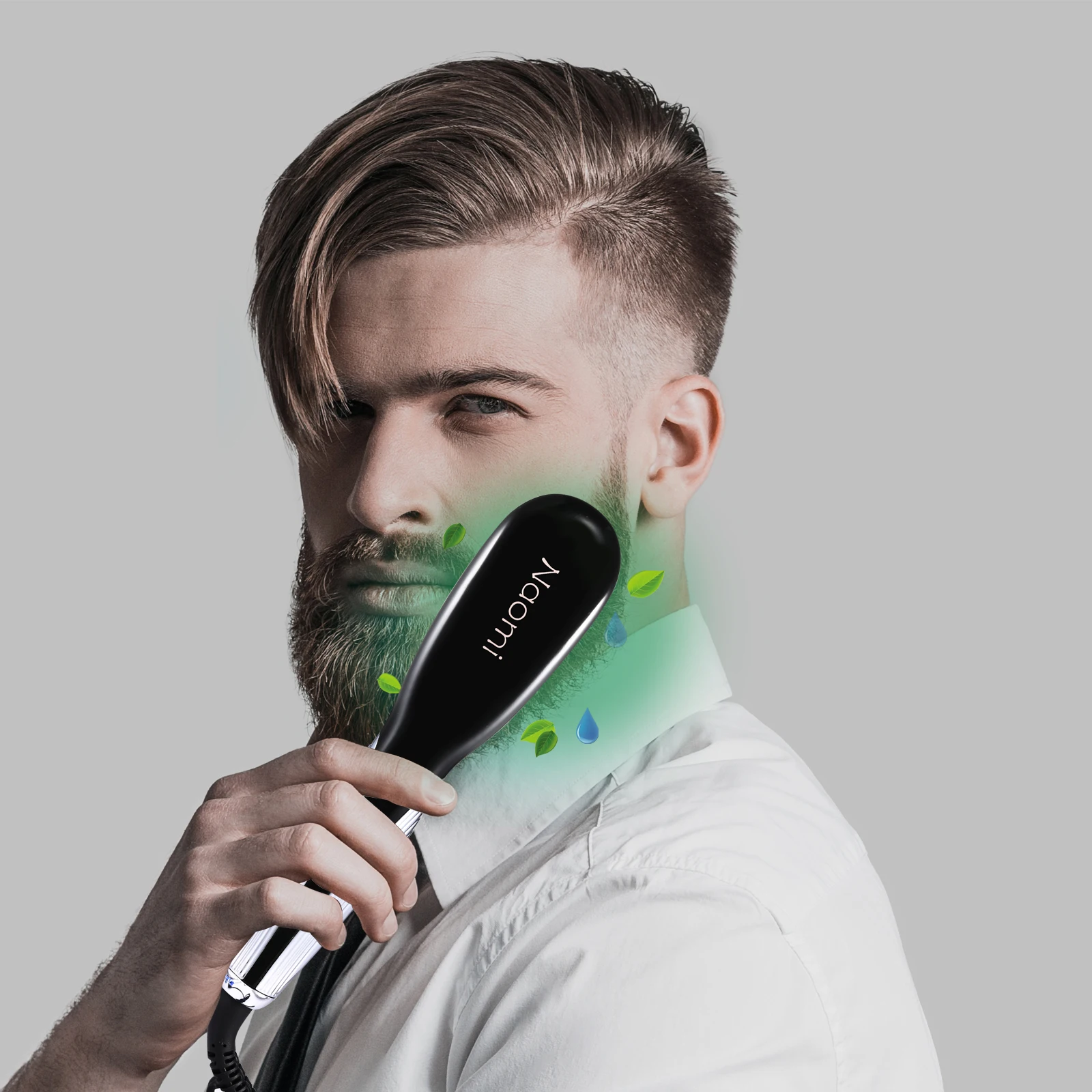 professional Ionic heating  hair straightener gold brush hair iron 2 in 1 beard straightener  brush for salon