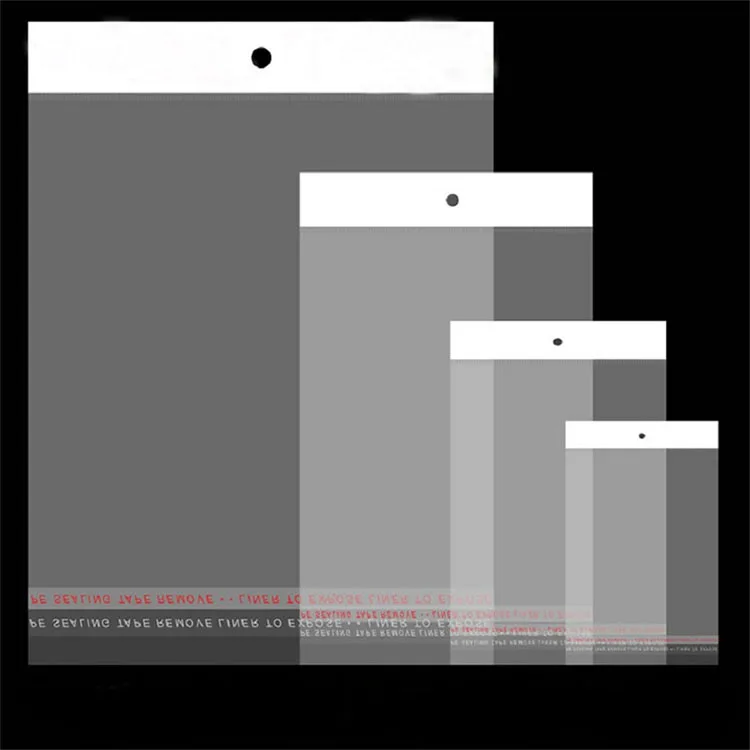 Transparent round hole opp header polybags with self adhesive