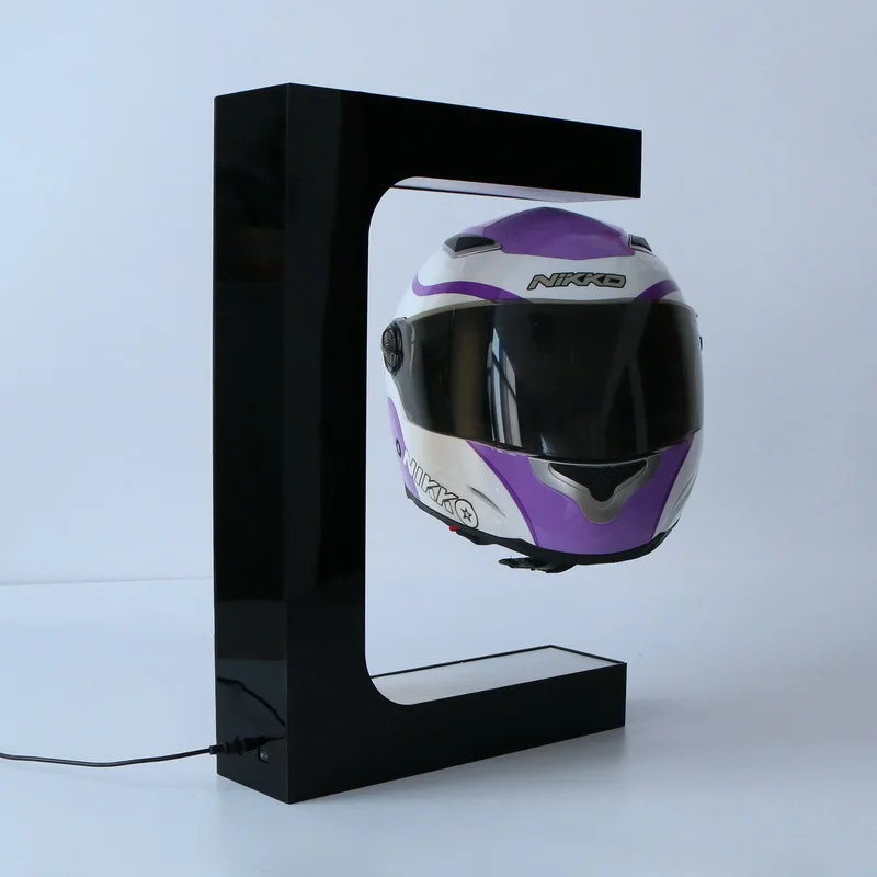 Magnetic floating helmet display with Specializing in the production Customized logo