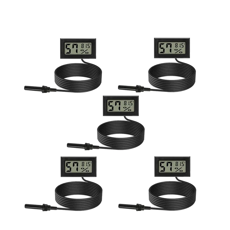 Mini LCD Display Hygrometer Thermometer Cable Probe Incubator Reptile Plant Terrarium Digital Temperature Humidity Meter Gauge