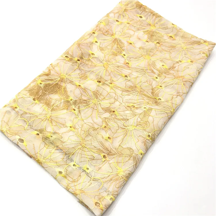 Wholesale Machine Embroidery Dress Customized Pattern Designs Embroidered 100% Cotton Embroidery Fabric For Apparel