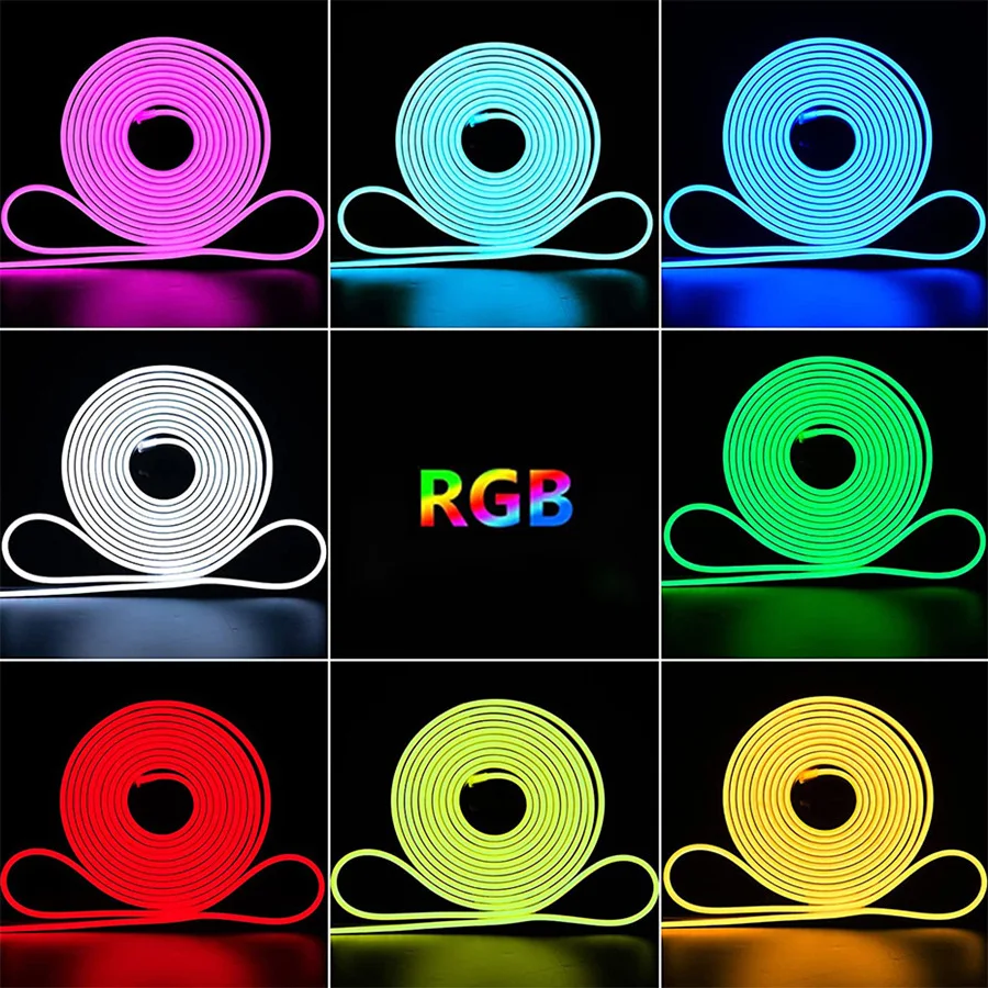 LED neon light strip 12V shaped line light waterproof 5 meter set flexible 6*12 RGB silicone rope light
