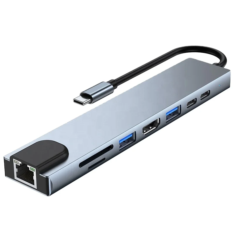 Тип C 8 в 1 совместимость с USB концентратор 7 портов многофункциональный Ethernet для Macbook Pro Windows ноутбуки-Usb концентраторы usb Hub