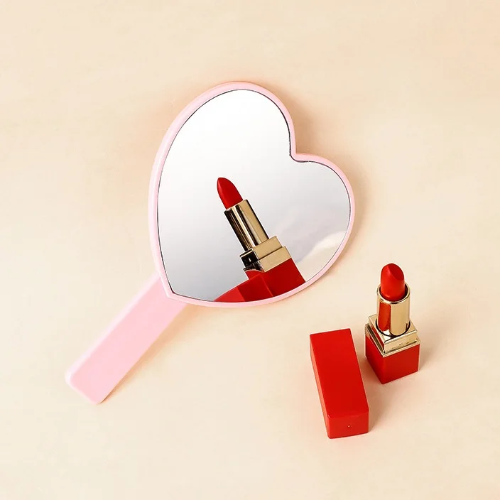 Customized hand mirror Private Label pocket mirror heart-shaped custom logo makeup mirrors for beauty girl