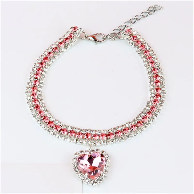 Wholesale pet dog and cat collar Thanksgiving love pendant three row diamond necklace collar