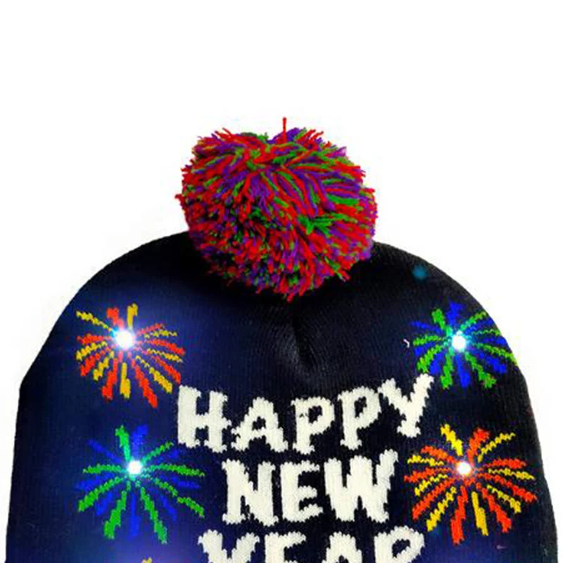 Новинка 2020, забавная вязаная шапка на Рождество со светодиодами, теплая шапка для детей и взрослых, шапка на Новый год и Рождество