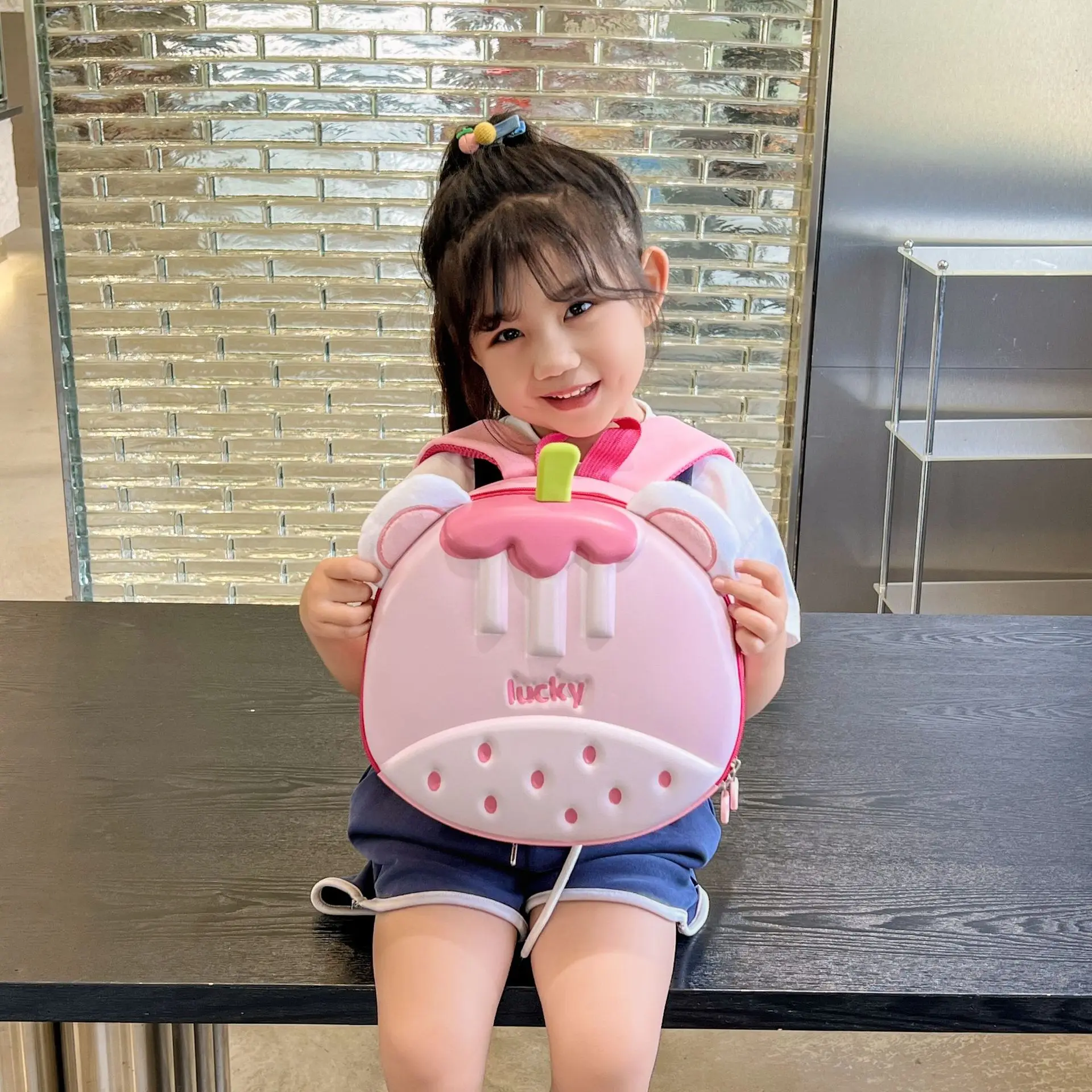 Wholesale Mangosteen Shape Lightweight Casual Preschool Backpack Children Travel Storage Backpack Toddler Comfortable School Bag