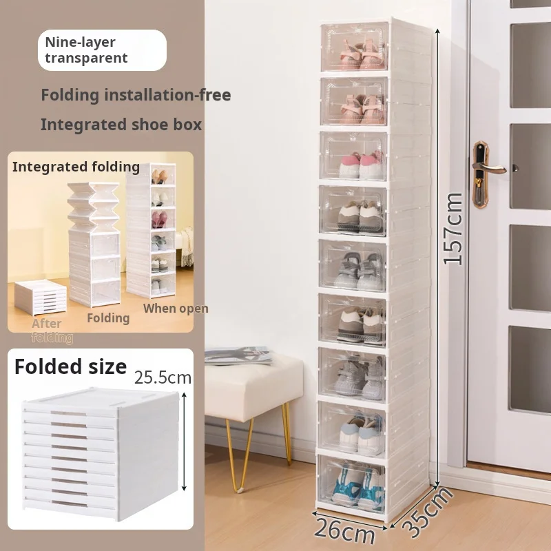 9 Tier  Stackable Plastic Shoe Shelf Cabinet Organizer Storage Bin with Clear Door No Assembly Required shoe rack cabinet
