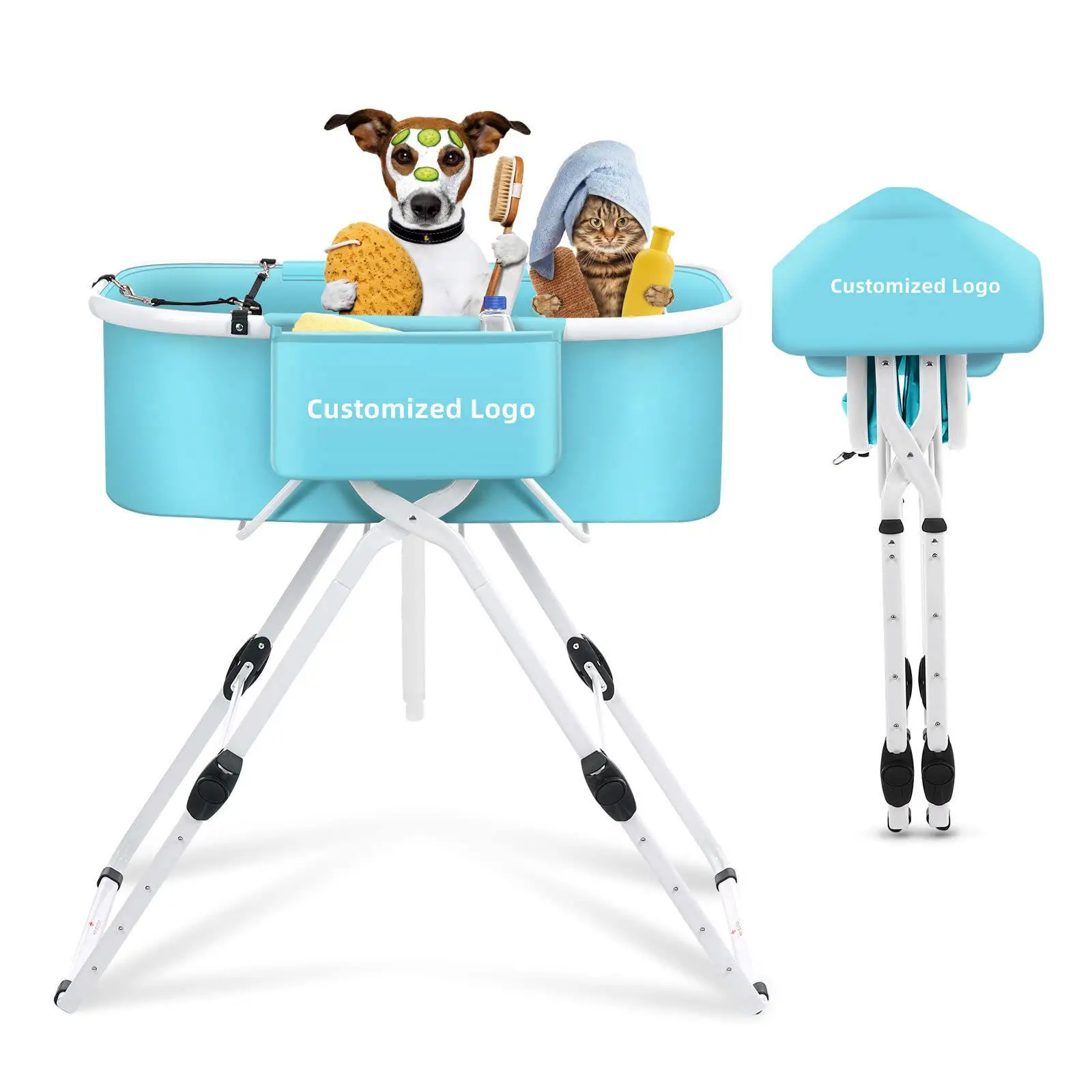 Outdoor and Indoor Elevated Foldable and Portable Dog Bath Tub and Wash Station for Bathing Shower and Grooming