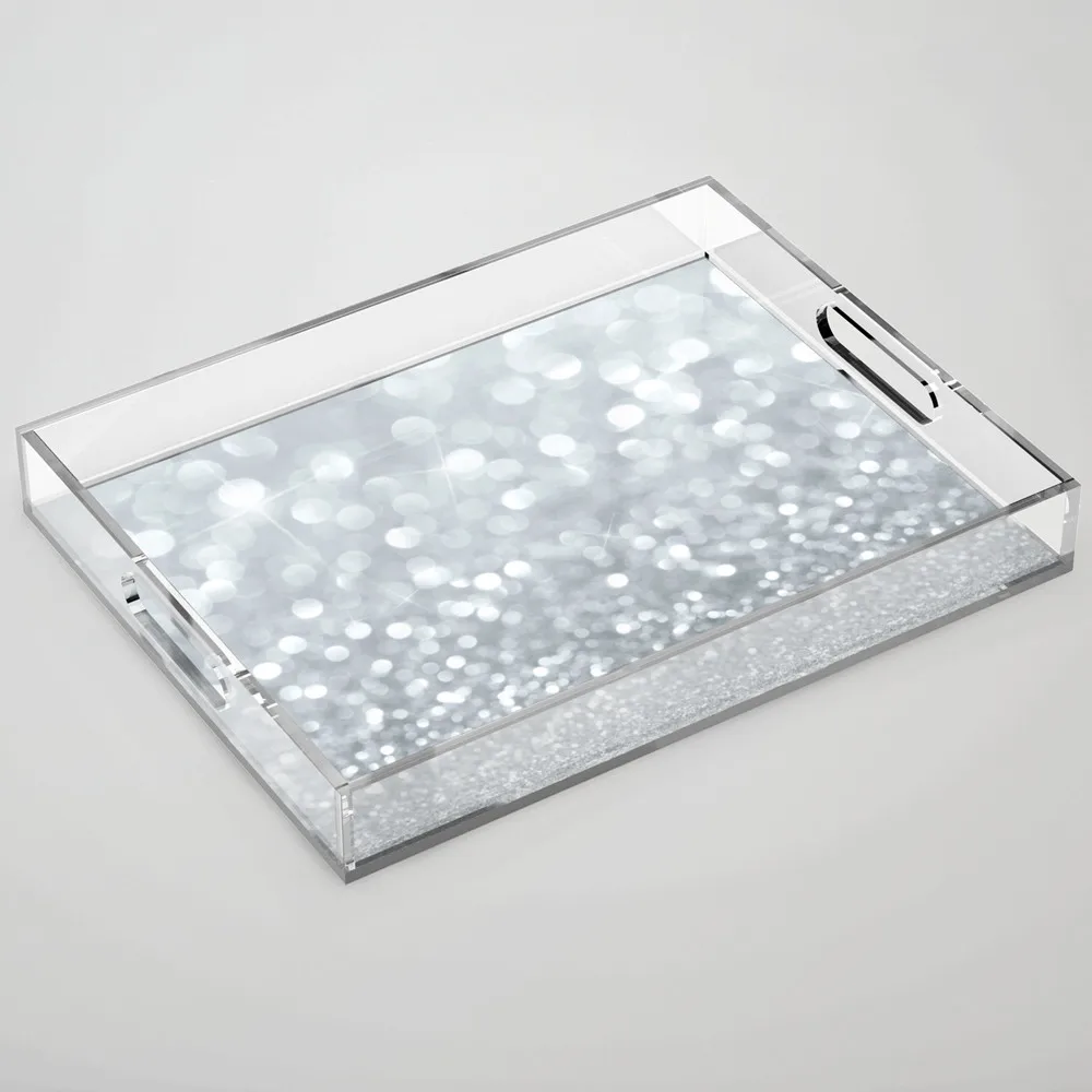 
Food Fruit Tea Square Serving Tray, Custom Clear Acrylic Restaurant And Hotel Plastic Drink Tray 