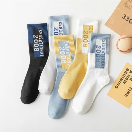 Wholesale high quality partysu style fashion cotton women men crew socks