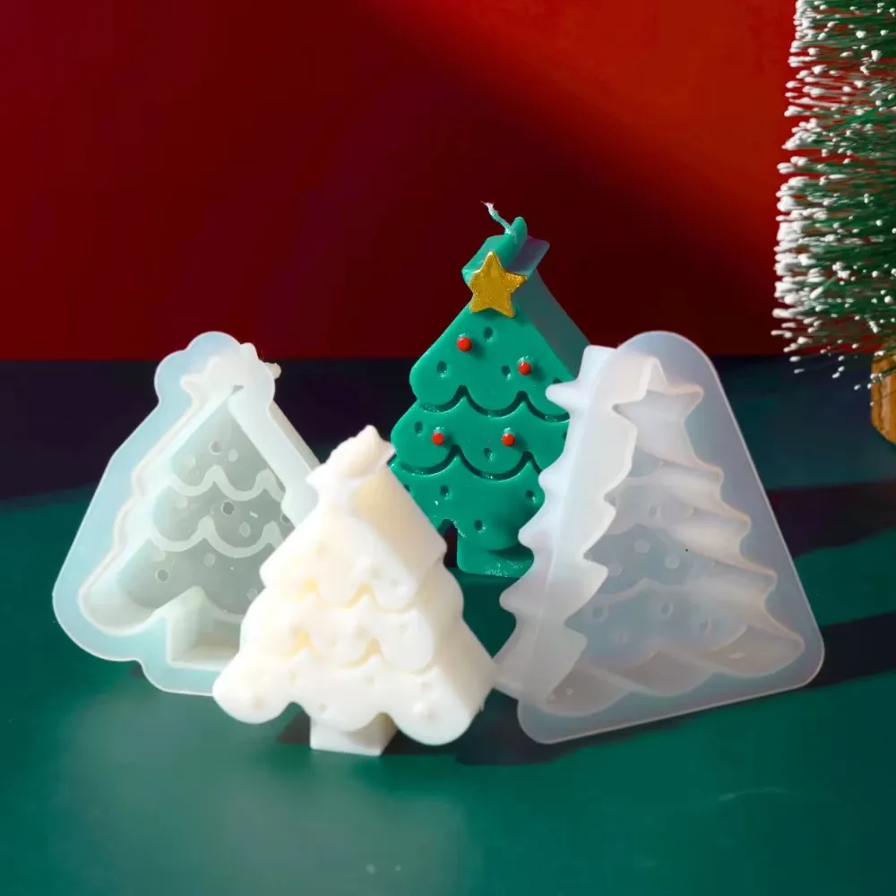 Wholesale DIY Cute Christmas Tree Gingerbread Man Silicone Cake Tools Scented Mold Making Silicon Molds for Candles Candle Molds