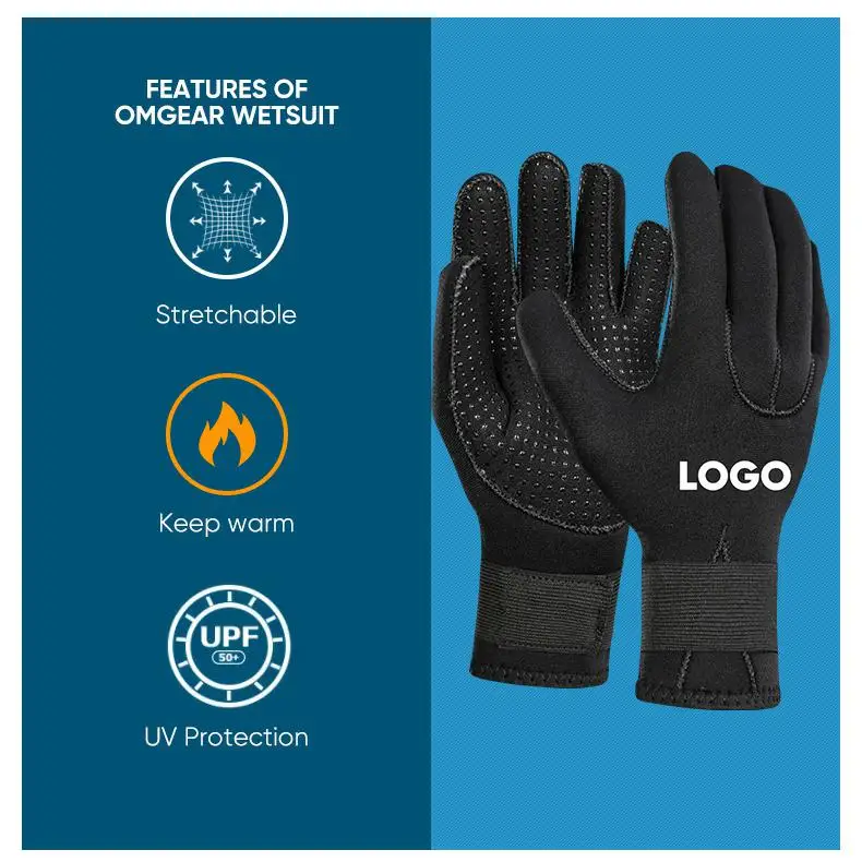 Water Sports 5 Mm Black Rubber Neoprene Glove High Temp Scuba Spearfishing Kayaking Diving Gloves