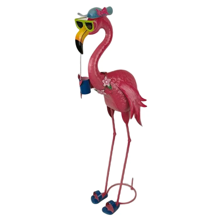 Garden Flamingo Statues and Sculptures Outdoor Metal Bird Yard Art Pink Flamingo Lawn Ornament for Patio Porch Decorations