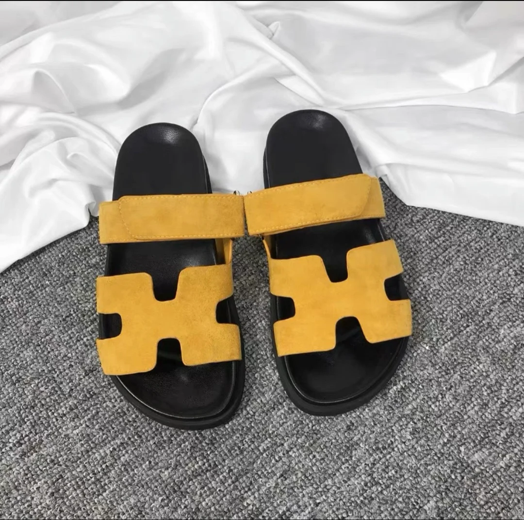 2024 Ladies Thick Soled Flat Slippers Female Summer Fashion Sandals Slippers Women Slides Slippersrs Large Size 43 44 EVA PU