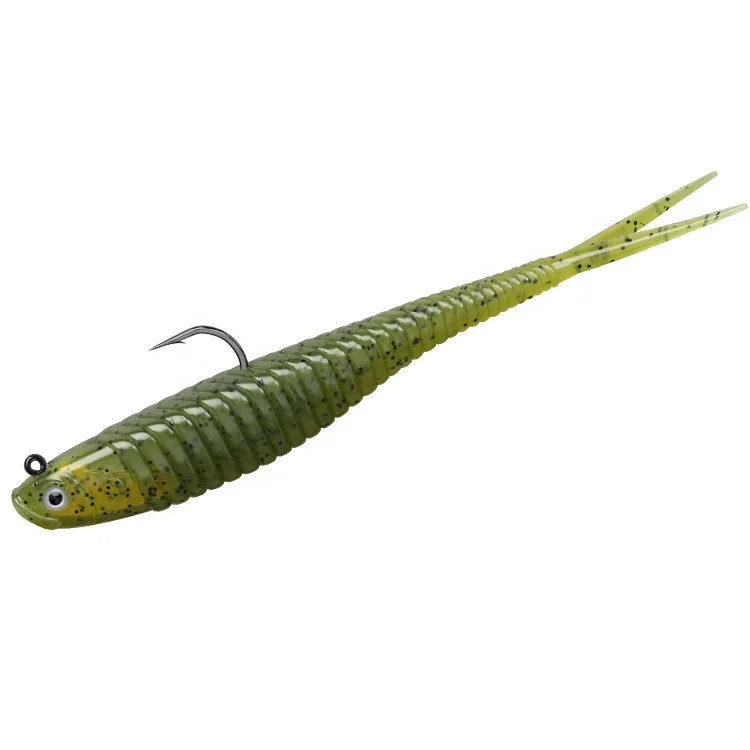 Truscend Split Tail Swimbait Soft rubber shad Wholesale fishing lures creature baits pre-rigged jig head For Freshwater