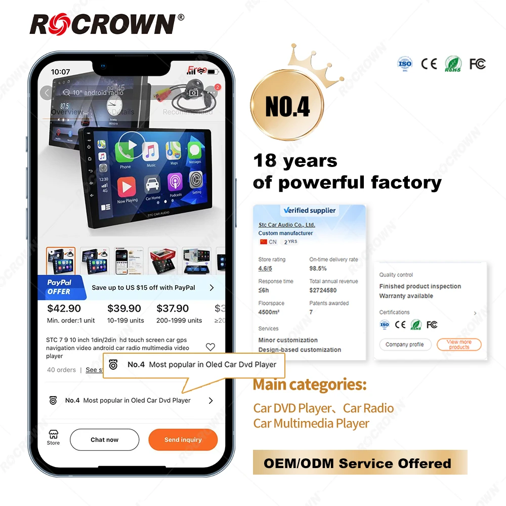 Автомобильный мультимедийный видеоплеер STC мультимедийная стерео-система на android с сенсорным hd экраном 7 9 10 дюймов Типоразмер 1din/2DIN