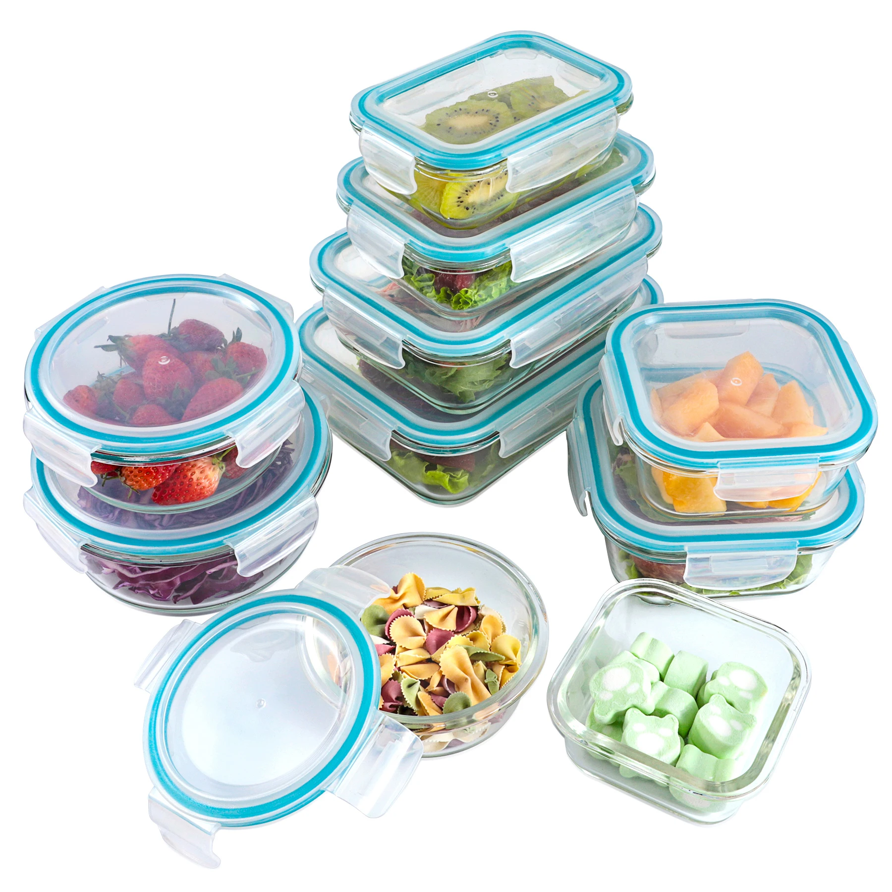 Хит продаж стеклянные контейнеры для хранения пищевых продуктов набор из 10 шт.