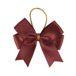 Midi Custom 196 Color Solid Pre Tied Ribbon Satin Bow Twist Tie Elastic Loop Polyester Gift Wrapping Bow For Perfume Bottles
