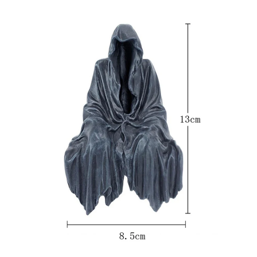 New Gothic Resin Figurine Grim Reaper Sculpture Home Outdoor Decor Black Robe Nightcrawler Sitting Statue Desktop Decoration