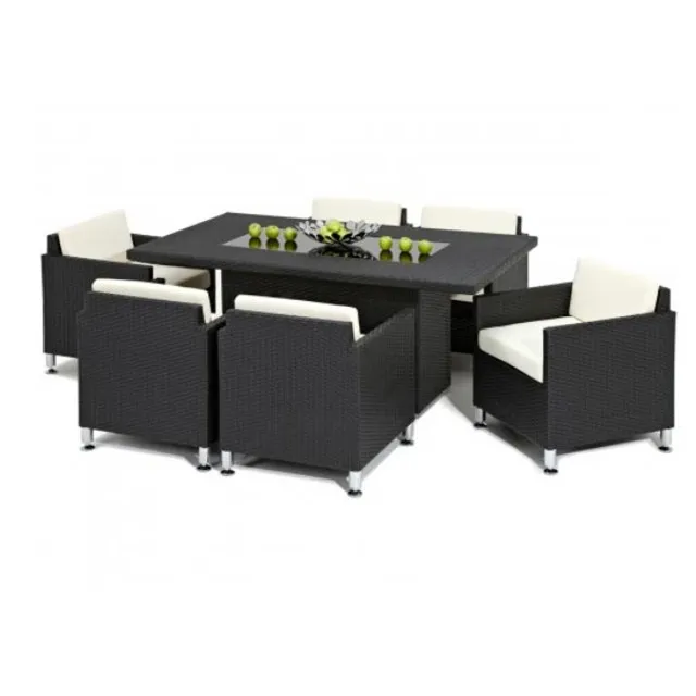 Зеленый пластиковый ротанговый стеклянный новейший дизайн обеденного стола