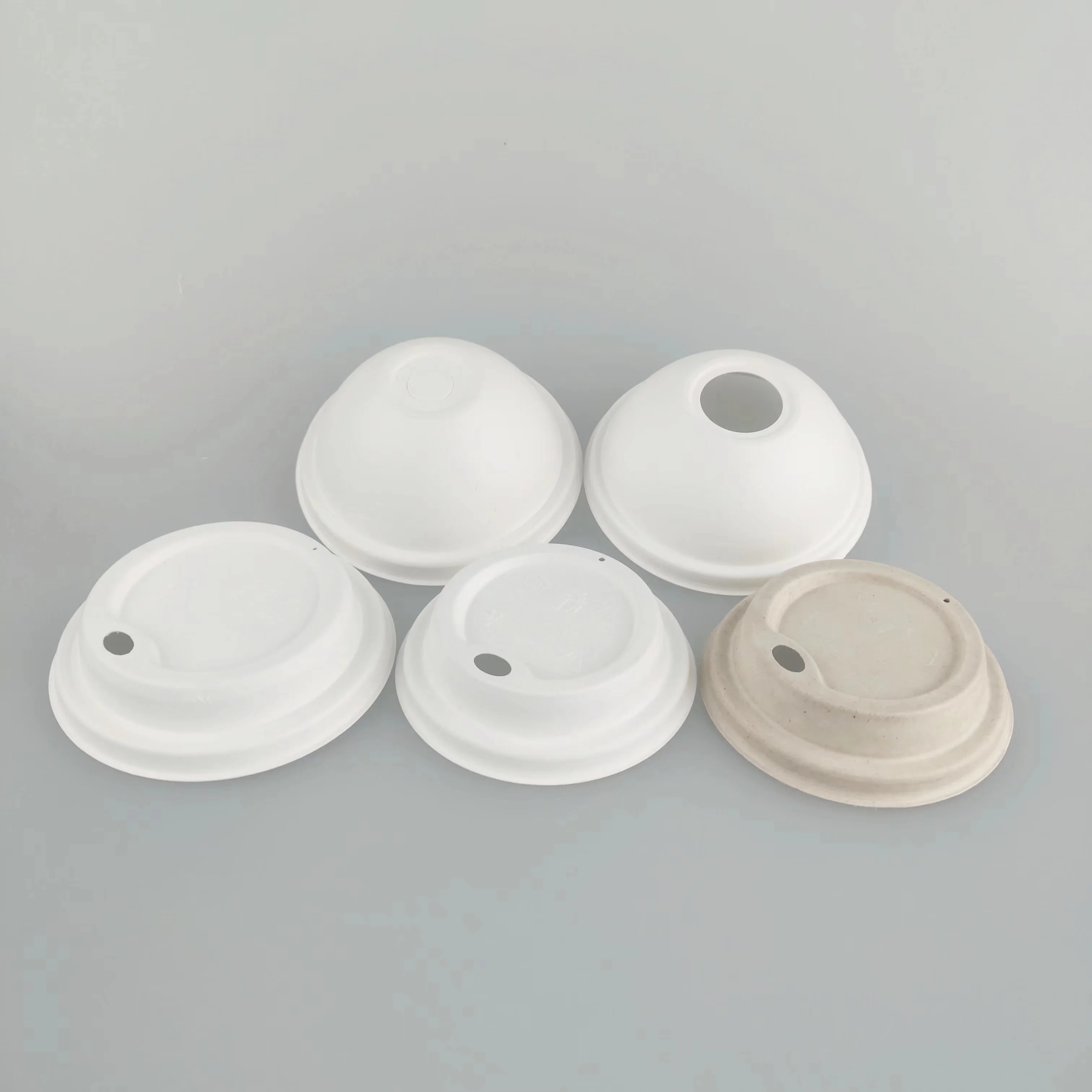 Hot Selling Disposable Compostable Bagasse Paper Pulp Lid Eco Friendly Takeaway Sugarane Molded Fiber Dome Cover Cup Lid